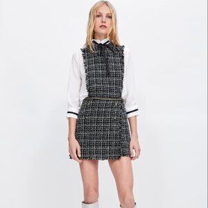 Zara Tweed Romper Overall Jumpsuit